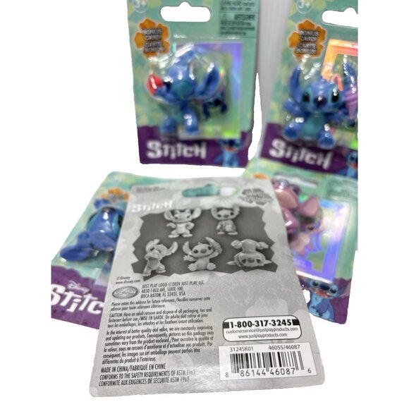 Lilo & Stitch Mini Micro Figures 5pc Set Toy Cake Toppers Bonus Card In Each NEW - Picture 8 of 8
